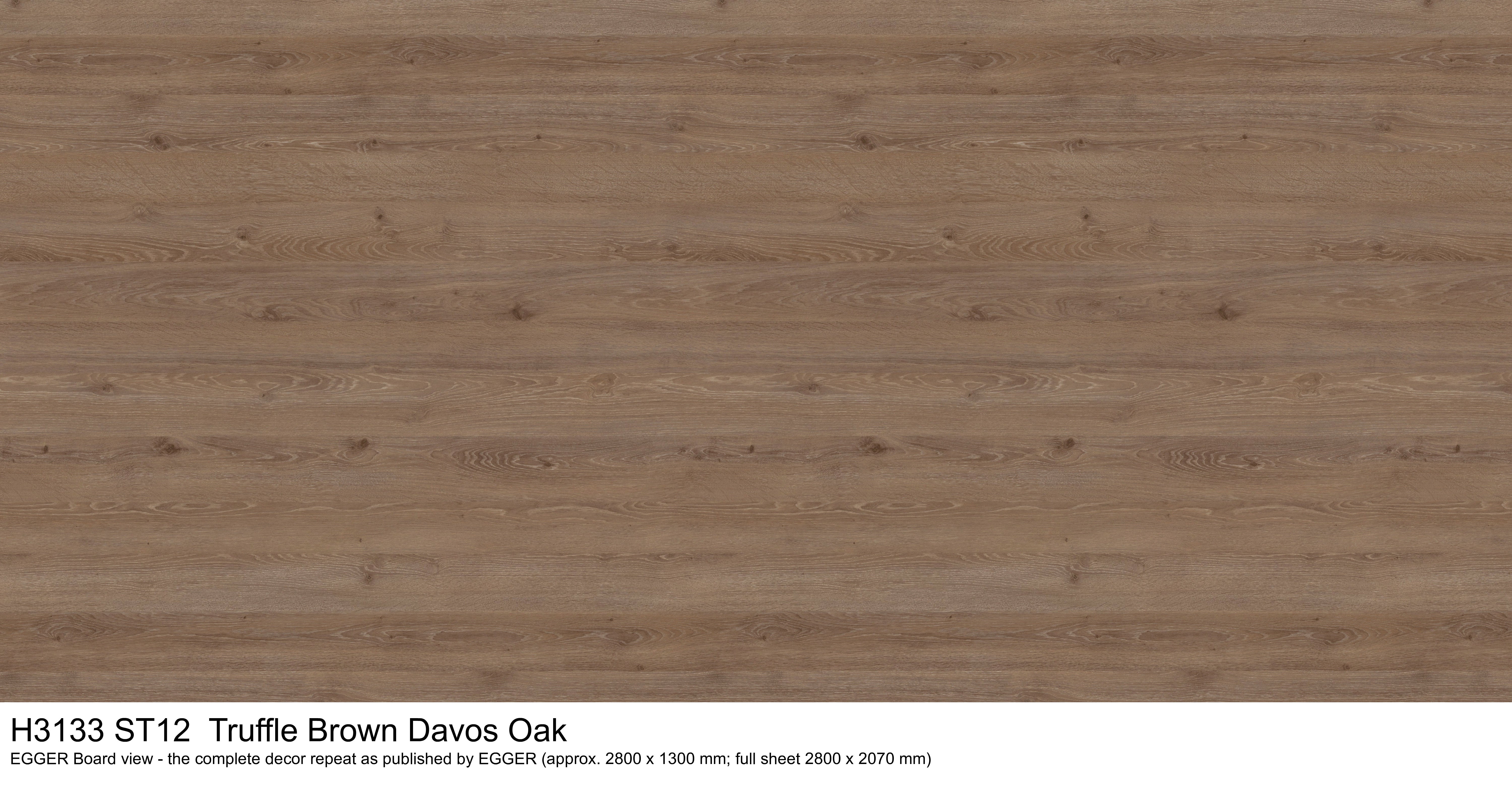 H3133 ST12 Truffle Brown Davos Oak - EGGER Board view, complete decor repeat
