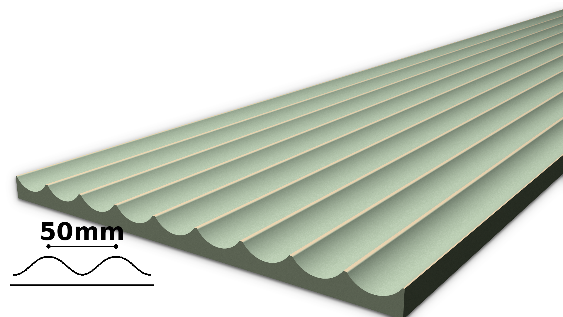 50mm flute profile — flexible fluted MDF panel
