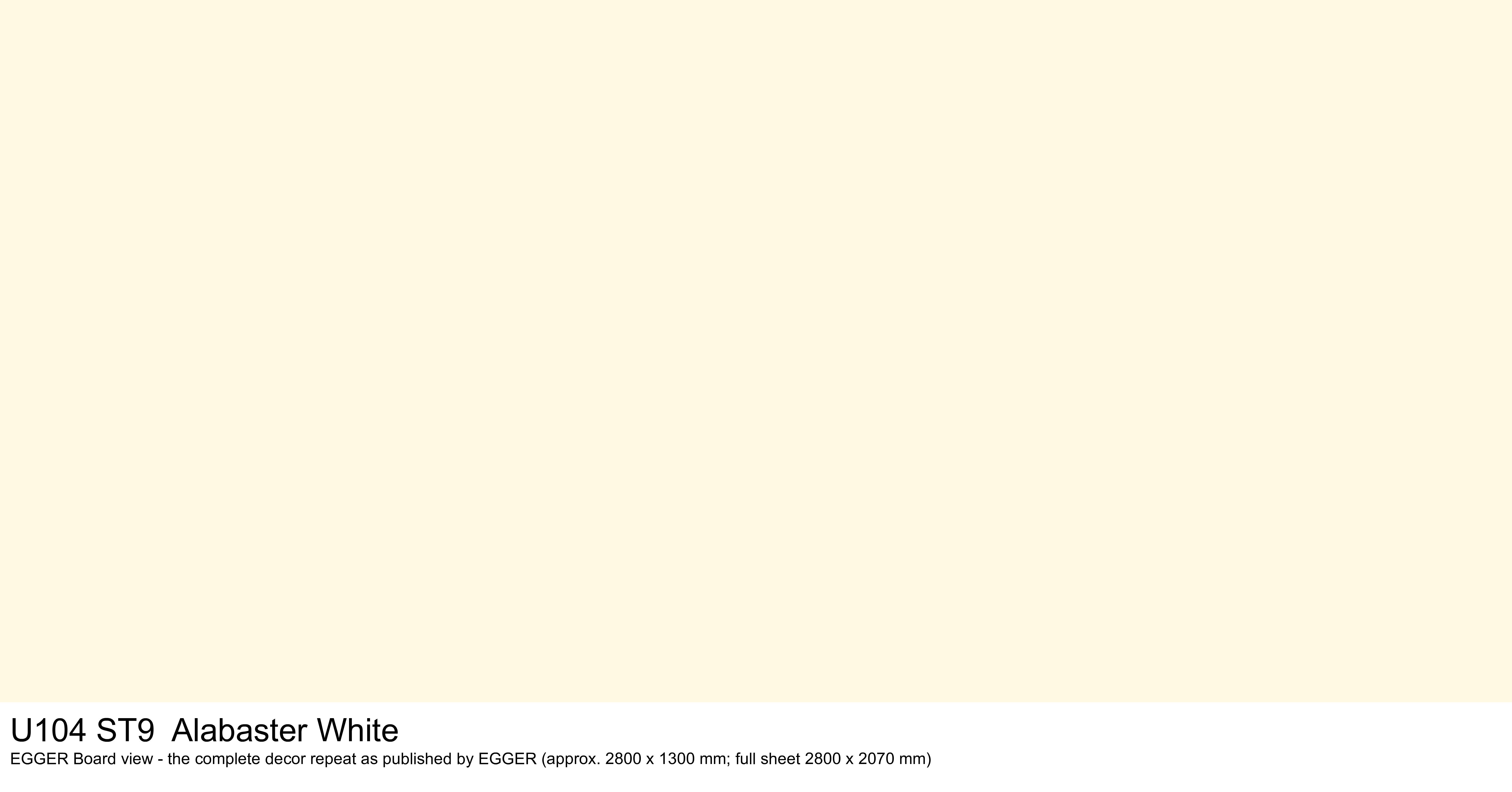 U104 ST9 Alabaster White - EGGER Board view, complete decor repeat