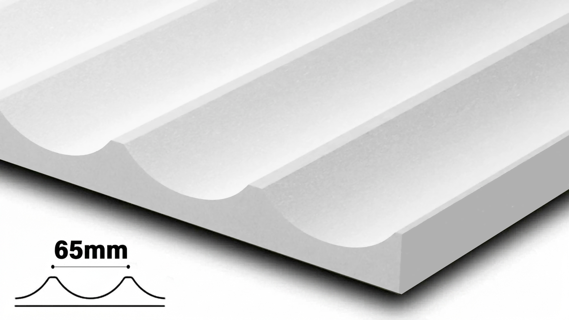 50mm flute profile primed white — flexible fluted MDF panel