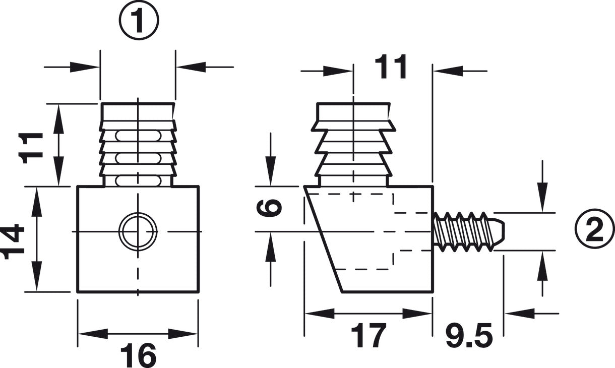 Knock Down Fitting, with Integrated Special Screw for Ø 5 mm Holes, Uno One