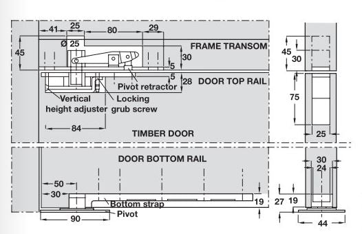 Pivot Set	 Double Action for Doors up to 150 kg Geze