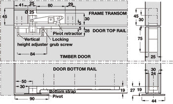 Pivot Set, Double Action, for Doors up to 150 kg, Geze