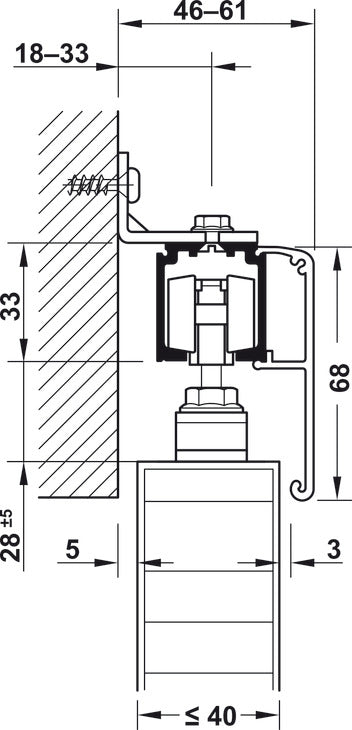 Complete Set, for 1 Door, for Sliding Interior Doors, Slido D-Line11