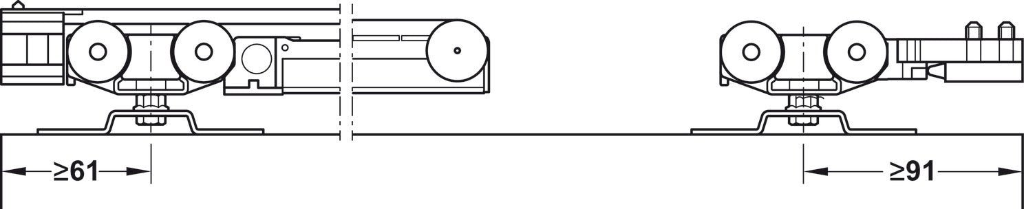 Complete Set, for 1 Door, for Sliding Interior Doors, Slido D-Line11