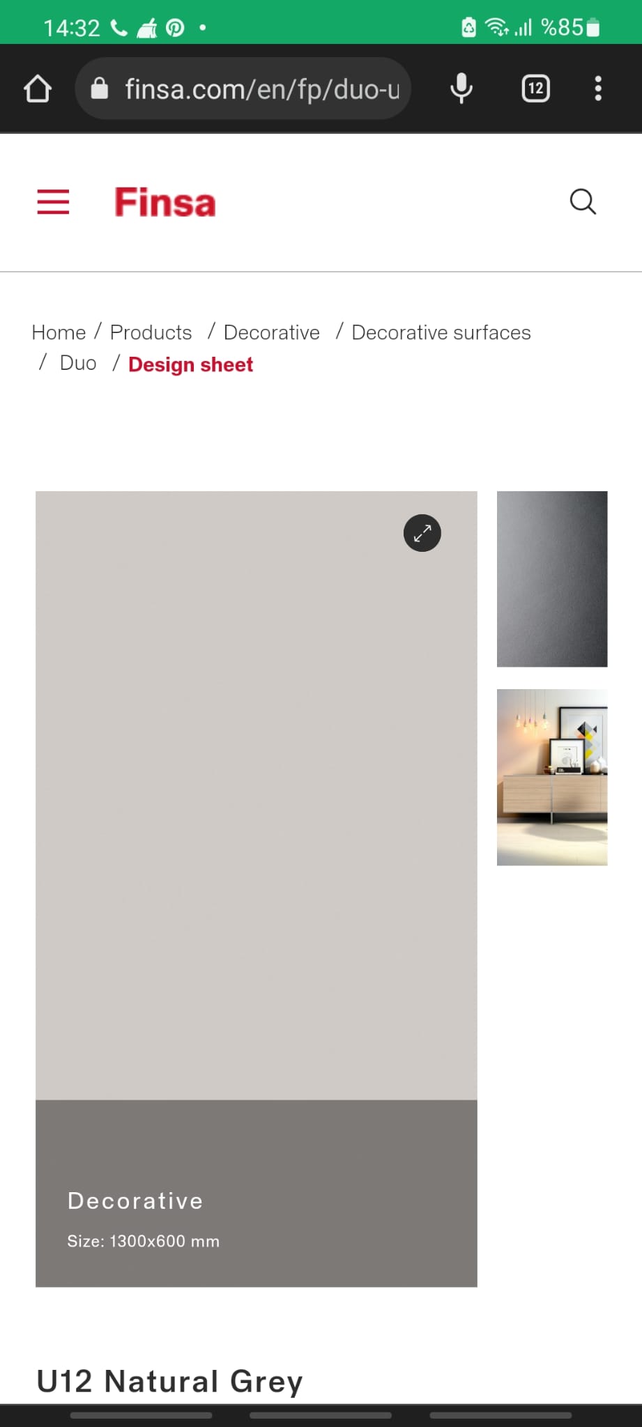 U12 Natural Grey Melamine MDF Finsa 8'x4' 1220x2440